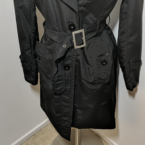 ✔️Miss Lili Black Belted Trench Coat Medium - Picture 3 of 14